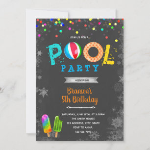 Vinter pool födelsedagsfest inbjudningar