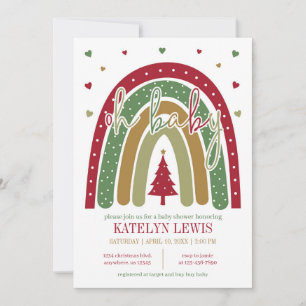 Vinter Rainbow jul Baby Shower Inbjudningar