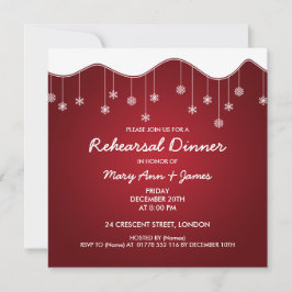 Vinter Rehearsal Dinner Snowflake Dekoration Red Inbjudningar