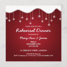 Vinter Rehearsal Dinner Snowflake Dekoration Red Inbjudningar