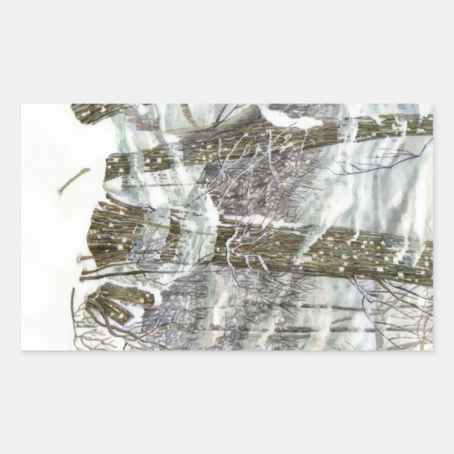 Vinter Rektangulärt Klistermärke (Framsida)