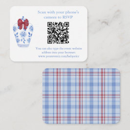 Vinter Röd Blå Tartan QR-kod Bröllopsfest RSVP Tilläggskort