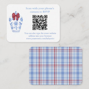 Vinter Röd Blå Tartan QR-kod Bröllopsfest RSVP Tilläggskort