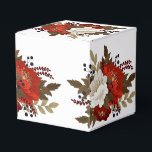 Vinter Röd och vit blomsterglansig fyrkantig dekal Presentaskar<br><div class="desc">Perfekt dekal för vinterbröllop,  shower,  evenemang,  tack.  Lägg till din text</div>
