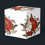 Vinter Röd och vit blomsterglansig fyrkantig dekal Presentaskar<br><div class="desc">Perfekt dekal för vinterbröllop,  shower,  fester,  tack.  Lägg till din egen text</div>