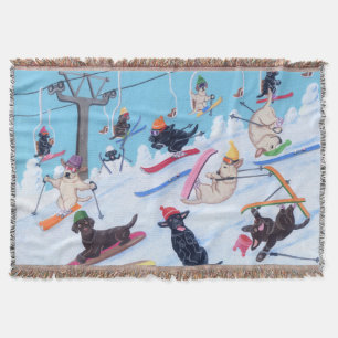 Vinter roliga skida Labradors Filt