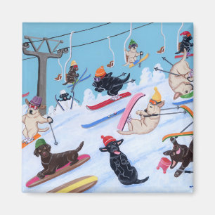 Vinter roliga skida Labradors Magnet