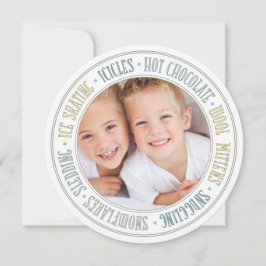 Vinter-Roligt-God jul-rundfoto-kort Julkort