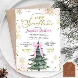 Vinter Rosa Baby Sprinkle Flicka Baby Shower Inbjudningar