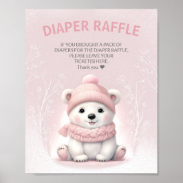 Vinter - Rosa Babyskåpa - Diaper Raffle Sign Poster