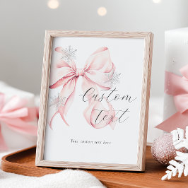 Vinter Rosa Båge Anpassad Text Bordsskylt Poster