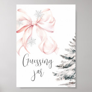 Vinter Rosa Båge Gissa Hur Många Bordsskylt Poster