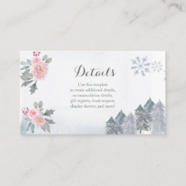 Vinter Rosa Blommig Baby Shower Infogningskort Tilläggskort