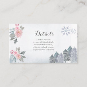 Vinter Rosa Blommig Baby Shower Infogningskort Tilläggskort