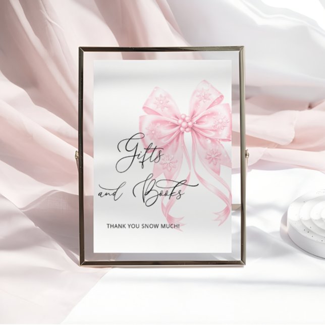 Vinter Rosa Bow Baby Shower Gift Bok Poster (Skapare uppladdad)