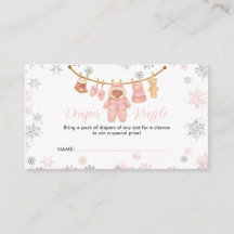 Vinter Rosa Flicka Baby Shower Snö Blöja Lotteri