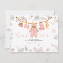Vinter Rosa Flicka Bebis Shower Snöflingor Tack
