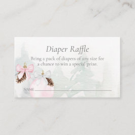 Vinter Rosa Girl Baby Shower Raffle Tilläggskort