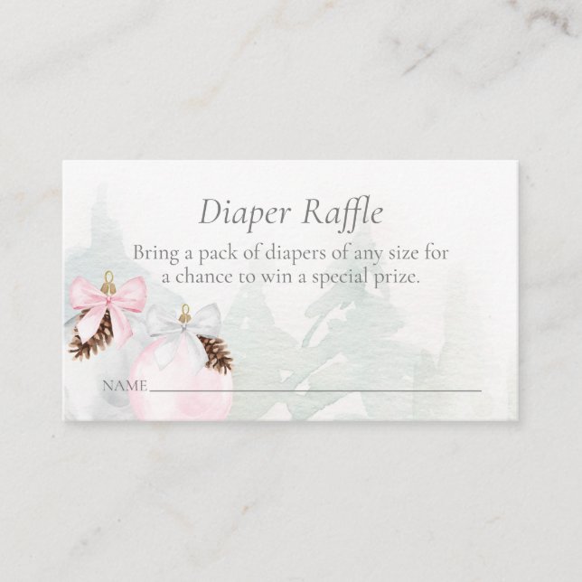 Vinter Rosa Girl Baby Shower Raffle Tilläggskort (Framsida)