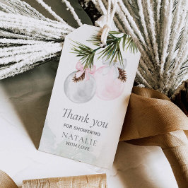 Vinter Rosa Girl Baby Shower Tack Presentetikett