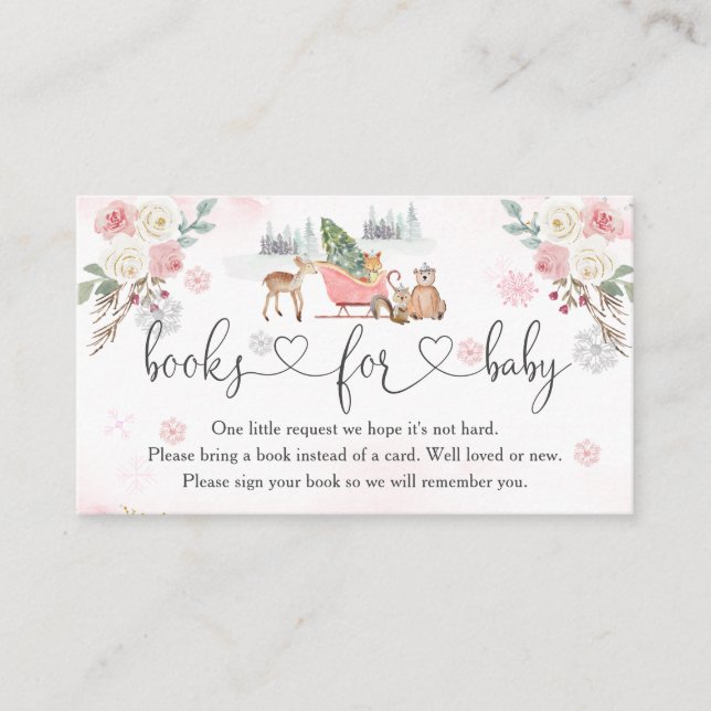 Vinter Rosa Skogsdjur Flickböcker För Bebisar  Tilläggskort (Framsida)