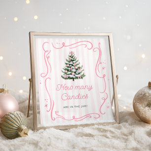 Vinter Rosa Slöja Baby Shower Gissa Hur Många Godi Poster