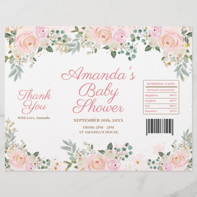 Vinter Rosa Snöflinga Blommig Chipspåse Omslag Reklamblad (Framsidan)