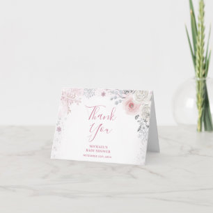 Vinter Rosa Snöflinga Släd Baby Shower Vikt Tack Kort