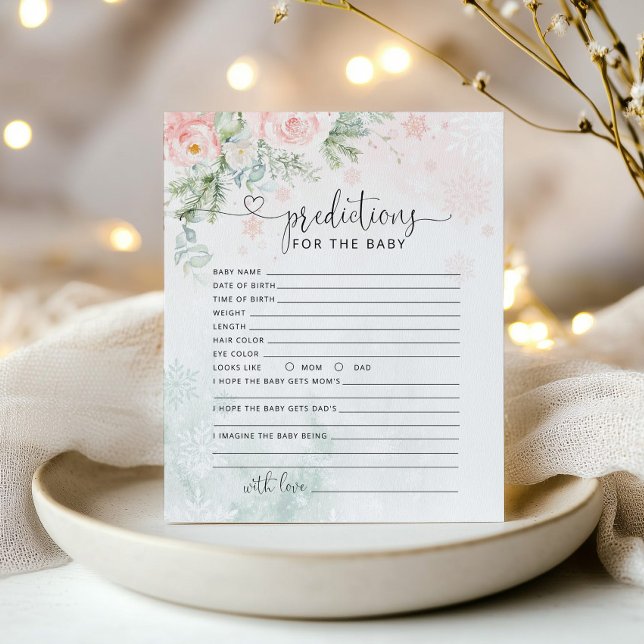 Vinter rosa snöflingor-förutsägelse för baby-kort (Skapare uppladdad)