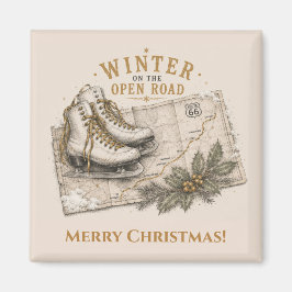 Vinter Route 66 julskåpsdekor Magnet