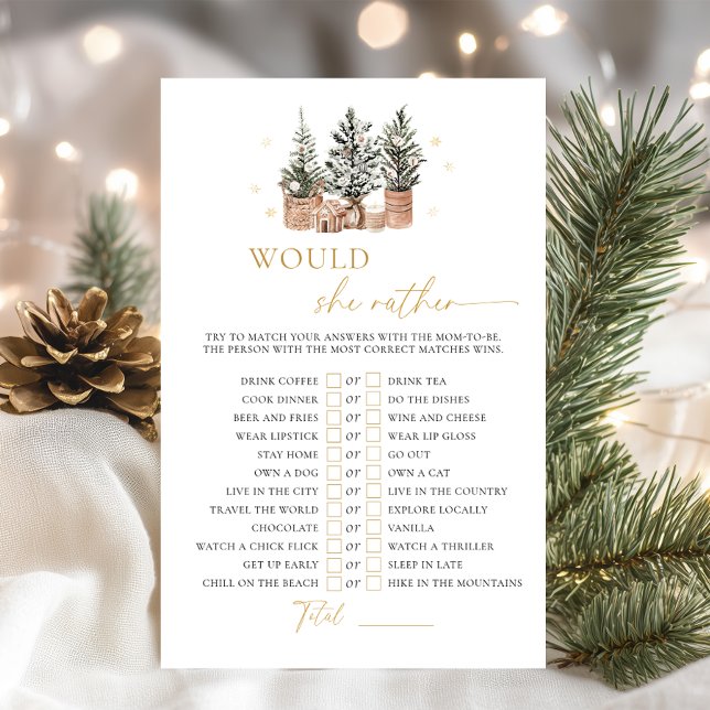 Vinter Rustic Baby Shower skulle hon hellre spela  (Skapare uppladdad)