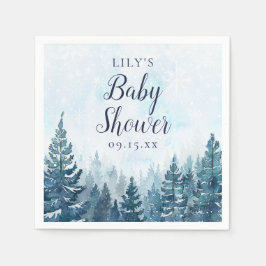 Vinter Rustic Gräs Träd Forest Baby Shower Pappersservett