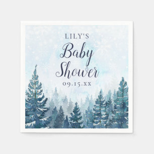 Vinter Rustic Gräs Träd Forest Baby Shower Pappersservett