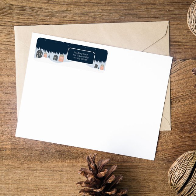 Vinter Rustic-jul Returadress Etikett (Skapare uppladdad)