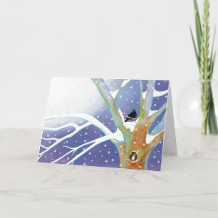 Vinter Sagovärld - Sångande Koltrast och en tomte Kort