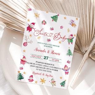 Vinter Santa Baby Baby Shower Inbjudningar