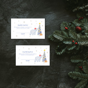 Vinter Santa Isbjörn Blöja Lotteri Baby Shower Tilläggskort