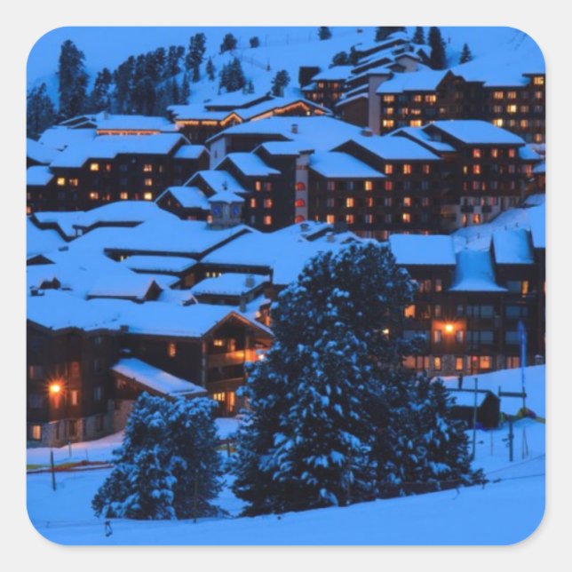 Vinter Scene Fyrkantigt Klistermärke (Framsida)