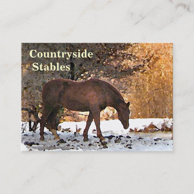 Vinter Scene Horse Stables Visitkort (Framsida)