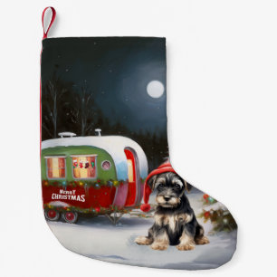 Vinter Schnauzer Husvagn Juläventyr Liten Julstrumpa