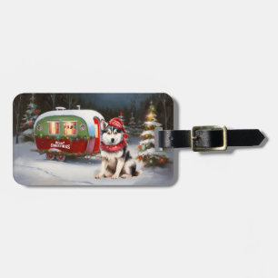 Vinter Sibirisk Husky Husvagn Juläventyr Bagagebricka