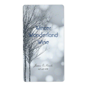 Vinter Silver Glitter Träd Elegant Vin Etikett Fraktsedel