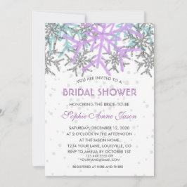 Vinter Silver Lila Blå Snöflingor Bröllop Inbjudningar