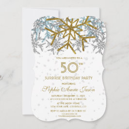 Vinter Silver Rosa Blue Snöflingor 50 BIRTHDAY Inbjudningar
