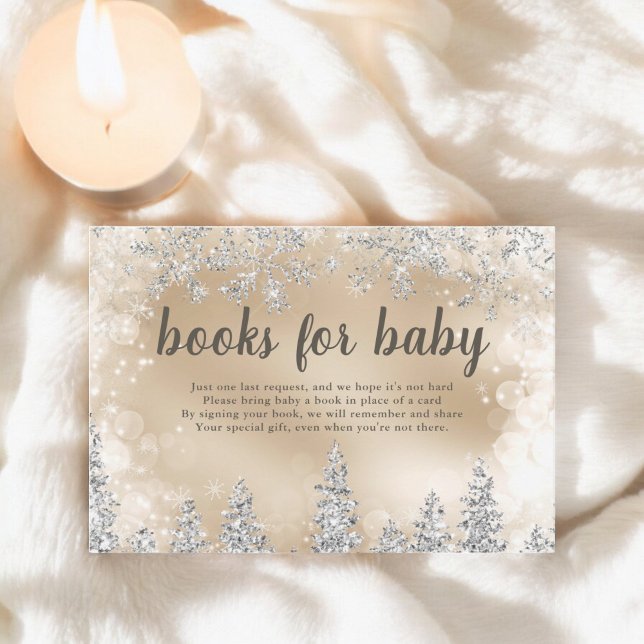 Vinter silver snö tall guld böcker för bebis tilläggskort (Winter silver snow pine gold books for baby enclosure card)