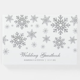 Vinter Silver Snöflingor Bröllop Gästböcker