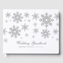 Vinter Silver Snöflingor Bröllop Gästböcker