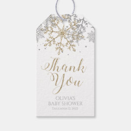 Vinter Silversnöflinga Baby Shower Present Tags Presentetikett