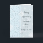Vinter Sister och Brother i advokatfirandet Kort<br><div class="desc">Lycklig bröllop-årskort för syster och bror i lag med vintern snöflingor och snurrar mönster,  och hjärtligt omvänt.</div>