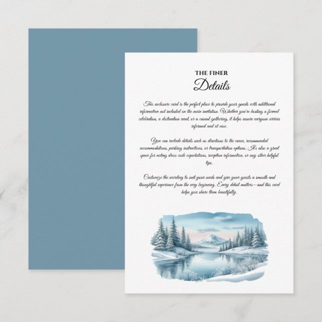 Vinter Sjö Bröllop Införande Kort Snöig Berg (Fram/baksida)